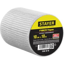 STAYER 10 см х 10 м, 3х3 мм, cетка самоклеящаяся стеклотканевая FIBER-Tape 1246-10-10