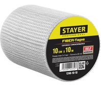 STAYER 10 см х 10 м, 3х3 мм, cетка самоклеящаяся стеклотканевая FIBER-Tape 1246-10-10