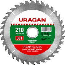 URAGAN ⌀ 210 x 30 мм, 36T, диск пильный по дереву 36801-210-30-36