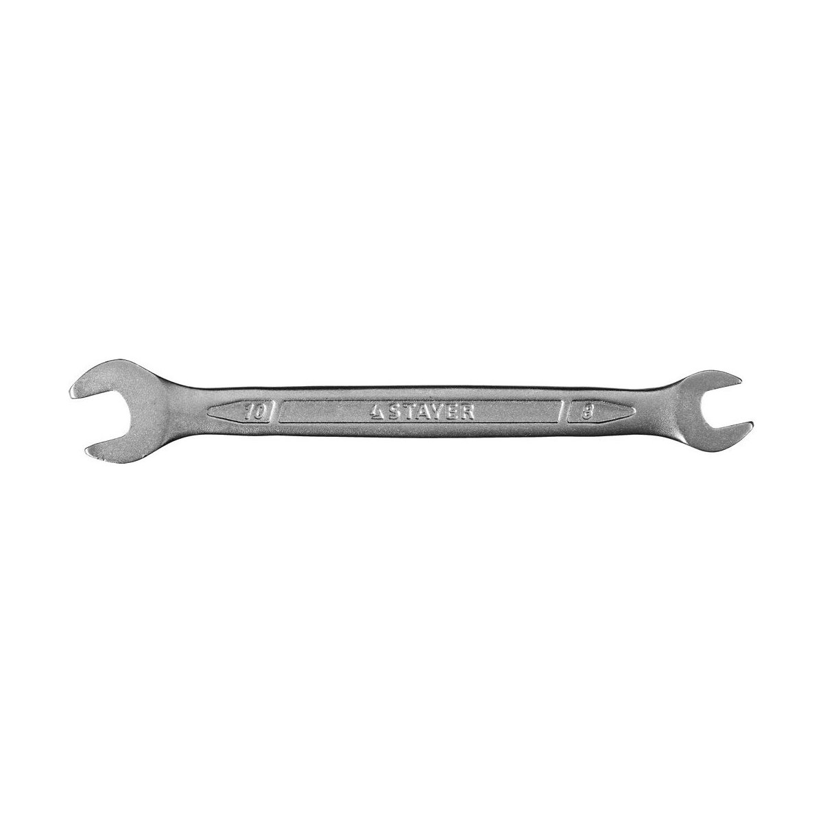 STAYER 8х10 мм, Cr-V сталь, хромированный, гаечный ключ рожковый 27035-08-10