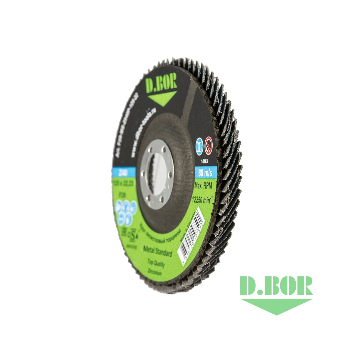 Круг лепестковый торцевой по металлу METAL Standard Z80P, F29, 125х22,23 (арт. F29-MS-Z080P-125-22) " D.BOR"