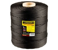 STAYER 700 м, 5 мм, полипропиленовый, вязанный, с сердечником, черный, шнур хозяйственно-бытовой 50411-05-700