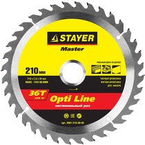 STAYER ⌀ 210 x 30 мм, 36T, диск пильный по дереву 3681-210-30-36