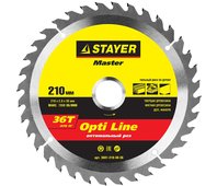STAYER ⌀ 210 x 30 мм, 36T, диск пильный по дереву 3681-210-30-36