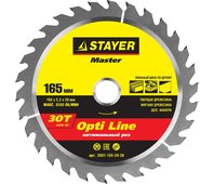STAYER ⌀ 165 x 20 мм, 30T, диск пильный по дереву 3681-165-20-30