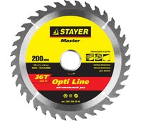 STAYER ⌀ 200 x 30 мм, 36T, диск пильный по дереву 3681-200-30-36