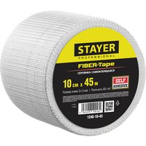 STAYER 10 см х 45 м, 3х3 мм, cетка самоклеящаяся стеклотканевая FIBER-Tape 1246-10-45