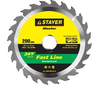 STAYER ⌀ 200 x 30 мм, 24T, диск пильный по дереву 3680-200-30-24
