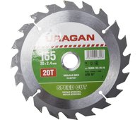 URAGAN ⌀ 165 x 20 мм, 20T, диск пильный по дереву 36800-165-20-20