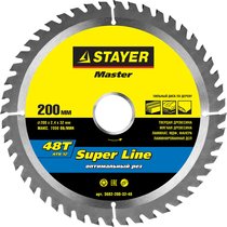 STAYER ⌀ 200 x 32 мм, 48T, диск пильный по дереву 3682-200-32-48