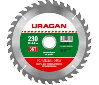 URAGAN ⌀ 230 x 30 мм, 36T, диск пильный по дереву 36801-230-30-36