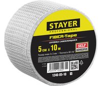 STAYER 5 см х 10 м, 3х3 мм, сетка стеклотканевая самоклеящаяся FIBER-Tape 1246-05-10_z01