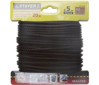STAYER 20 м, 5 мм, полипропиленовый, вязанный, с сердечником, черный, шнур хозяйственно-бытовой 50411-05-020