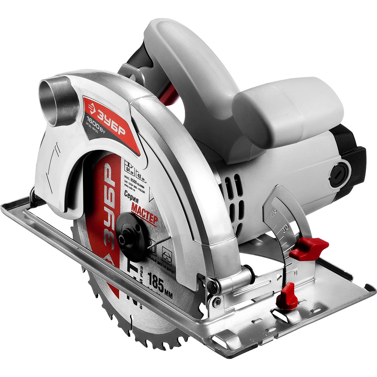 ЗУБР 1600 Вт, 4500 об/мин, 185 мм, пила дисковая ЗПД-1600