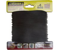 STAYER 20 м, 4 мм, полипропиленовый, вязанный, с сердечником, черный, шнур хозяйственно-бытовой 50411-04-020