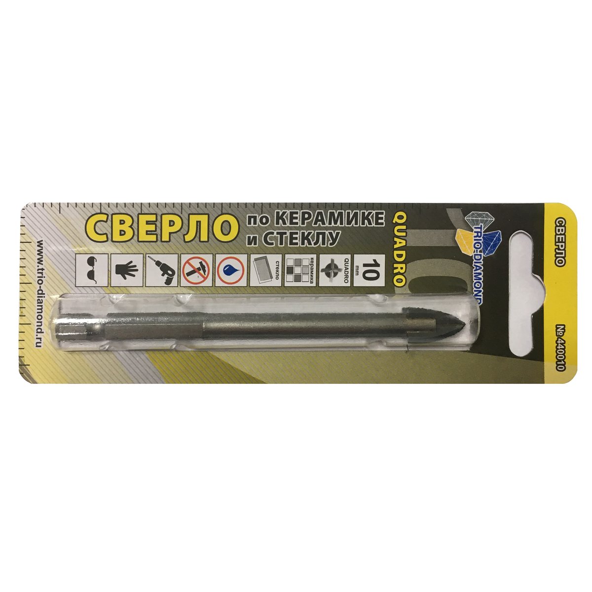 Trio Diamond Сверло по керамике и стеклу квадро 10мм 440010