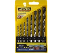 STAYER 8 шт: ⌀ 3-4-5-6-7-8-9-10 мм, набор сверл по бетону 2915-H8