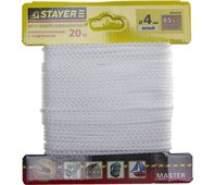 STAYER 20 м, 4 мм, полипропиленовый, вязанный, с сердечником, белый, шнур хозяйственно-бытовой 5041