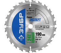 ЗУБР ⌀ 190 x 16 мм, 24T, диск пильный по дереву "Быстрый рез" 36901-190-16-24