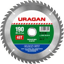 URAGAN ⌀ 190 x 20 мм, 48T, диск пильный по дереву 36802-190-20-48