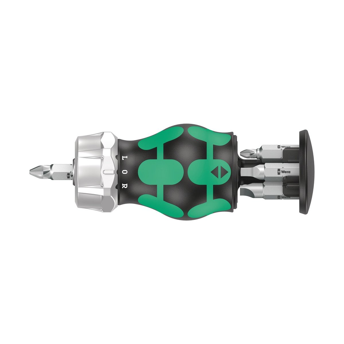 Kraftform Kompakt Stubby Magazin RA 4 Короткая отвёртка-битодержатель с трещоткой, с битами, 6 пр., 1/4" C 6.3: PH 1/2, SL 5.5/6.5, Robertson R1/2