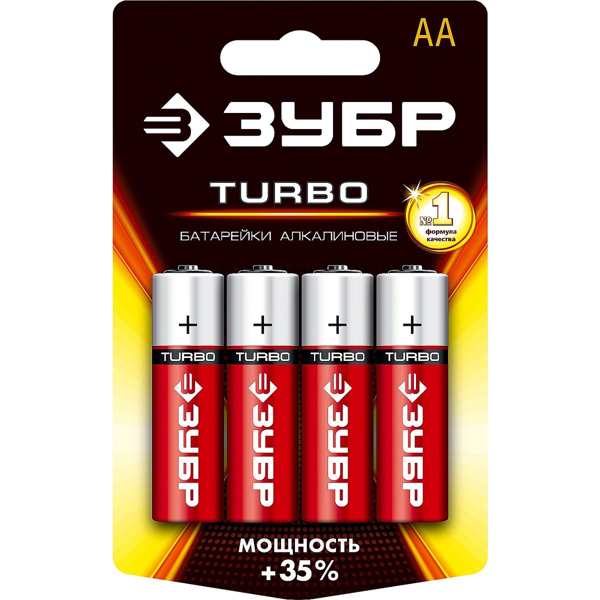 ЗУБР AA, 4 шт., батарейка щелочная Turbo 59213-4C_z01