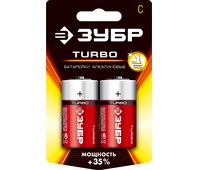 ЗУБР с, 2 шт., батарейка алкалиновая TURBO 59215-2C