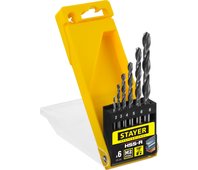 STAYER 6 шт. (O 2-8 мм), Р6М5, набор сверл спиральных по металлу 29602-H6