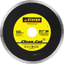 STAYER 150 мм, по керамической плитке и мрамору, алмазный диск отрезной Clean Cut 3665-150_z01