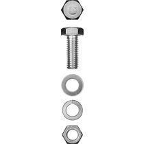 ЗУБР M6 x 16 мм, 12 шт., болт с шестигранной головкой в комплекте с гайкой, шайбой, шайбой пружинной 303436-06-016