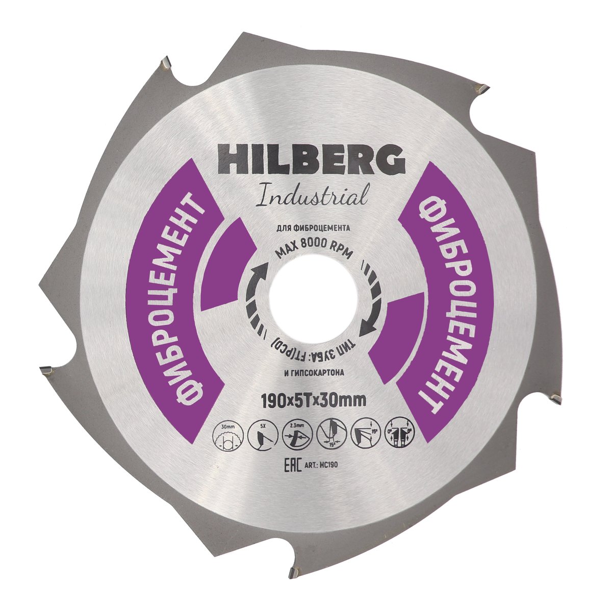 Hilberg Диск пильный Hilberg Industrial Фиброцемент 190*5T*30 mm HC190