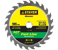 STAYER ⌀ 185 x 20 мм, 24T, диск пильный по дереву 3680-185-20-24