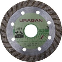 URAGAN 105 мм, по бетону, камню, кирпичу, алмазный диск отрезной ТУРБО 909-12131-105