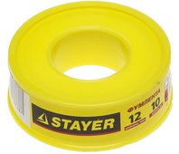 STAYER толщина 0,075 мм, плотность 0,40 г/см3, ширина 12 мм, фум лента 12360-12-040