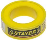 STAYER толщина 0,075 мм, плотность 0,25 г/см3, ширина 12 мм, фум лента 12360-12-025