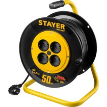 STAYER 50 м, 1300Вт, ПВС 2x0, удлинитель на катушке MS 207 55073-50