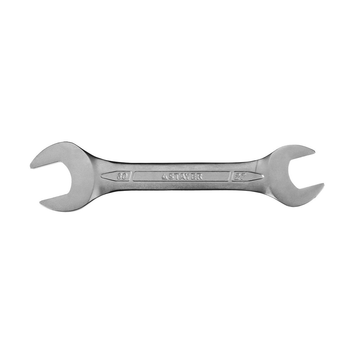 STAYER 27х30 мм, Cr-V сталь, хромированный, гаечный ключ рожковый 27035-27-30