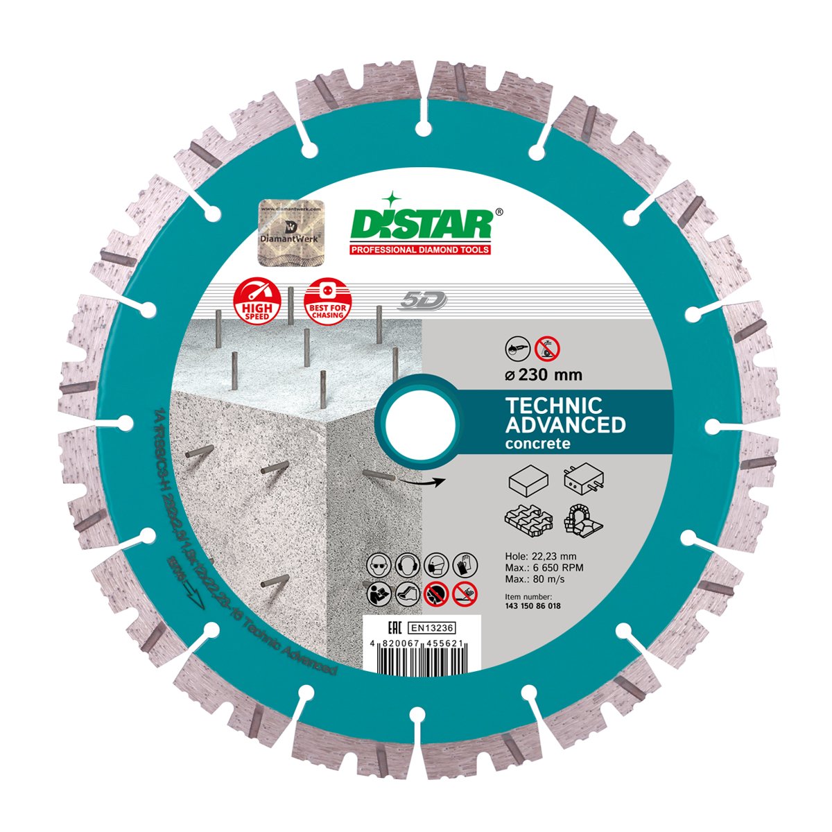 Диск алмазный сегментный  1A1RSS/C3-H 232x2,6/1,8x12x22,23-16 Technic Advanced, DiStar