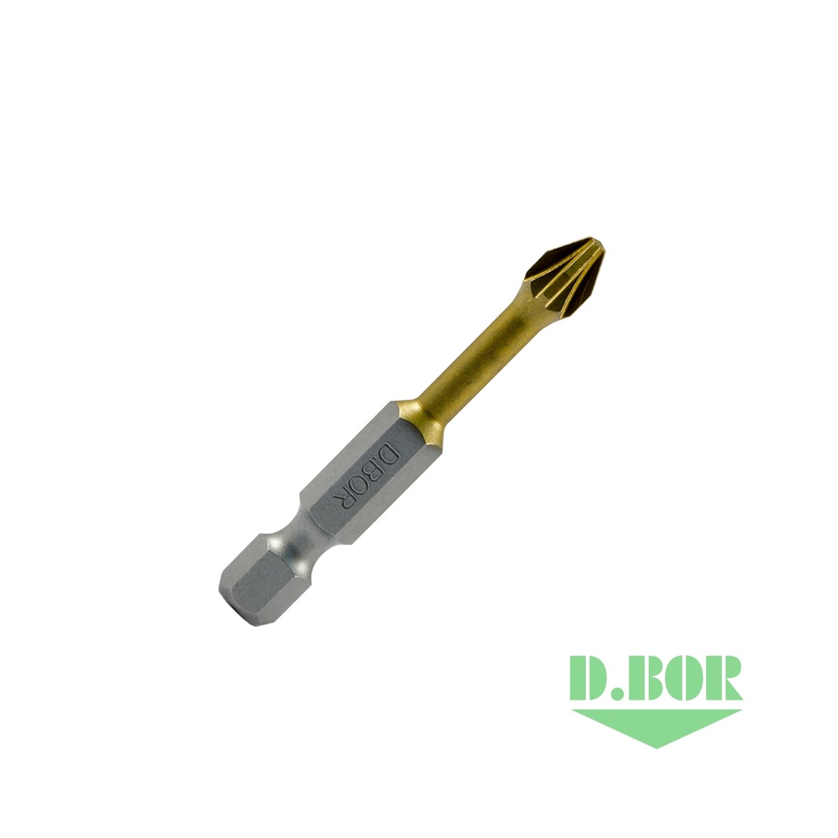 Биты фрезерованные с покрытием нитрид титана TiN-half, Pz 2x50 мм, Torsion, E 6,3 (арт. D-THT-PZ02-050-010) "D.BOR"