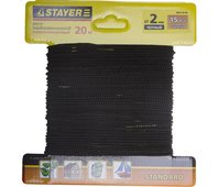 STAYER 20 м, 2 мм, полипропиленовый, вязанный, с сердечником, черный, шнур хозяйственно-бытовой 50421-02-020