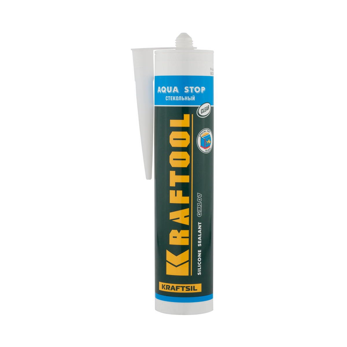 KRAFTOOL 300 мл, стекольный, прозрачный, силиконовый герметик KRAFTSIL GX107 AQUA STOP 41256-2