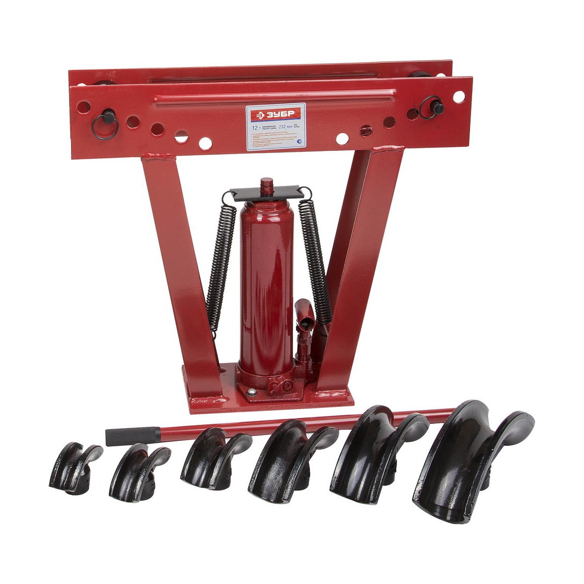 ЗУБР 12 т, 232 мм, 6 насадок, трубогиб гидравлический 43078-12