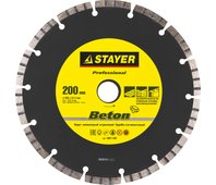 STAYER 200 мм, по высокопрочному бетону, алмазный диск отрезной BETON 3667-200