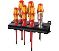 160 iS/7 Rack VDE Набор диэлектрических отвёрток с узким концом + пробник + подставка, 7 пр., PH 1/2, PZ/S # 2, SL 3.5/4.0/5.5