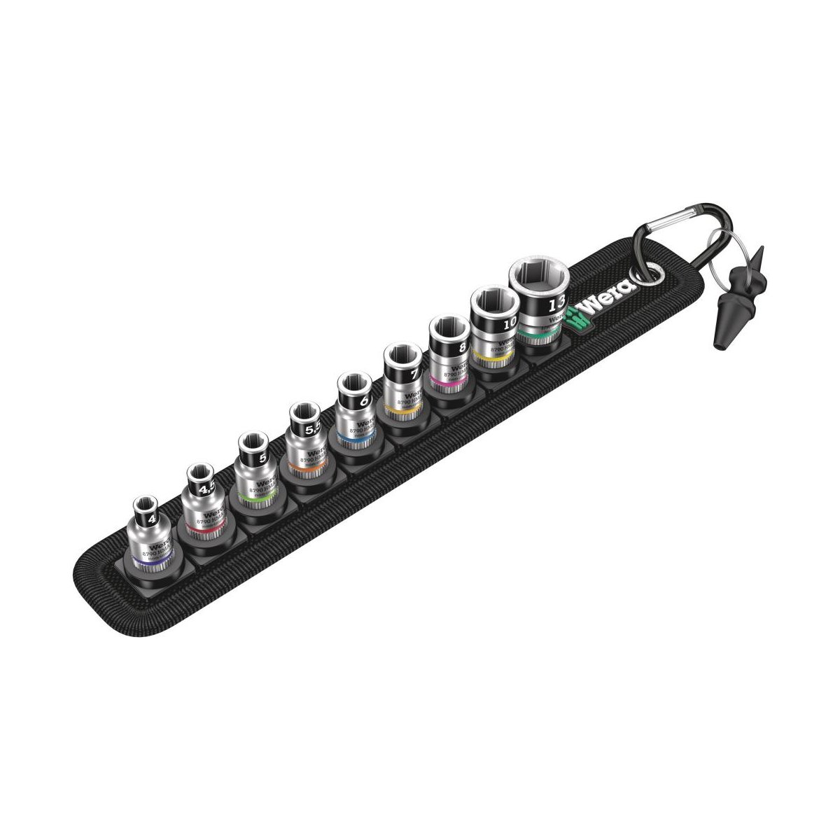 Belt A 1 Zyklop Набор торцевых головок с фиксацией + извлекатель гаек, 1/4", 10 пр., 4/4.5/5/5.5/6/7/8/10/13 мм