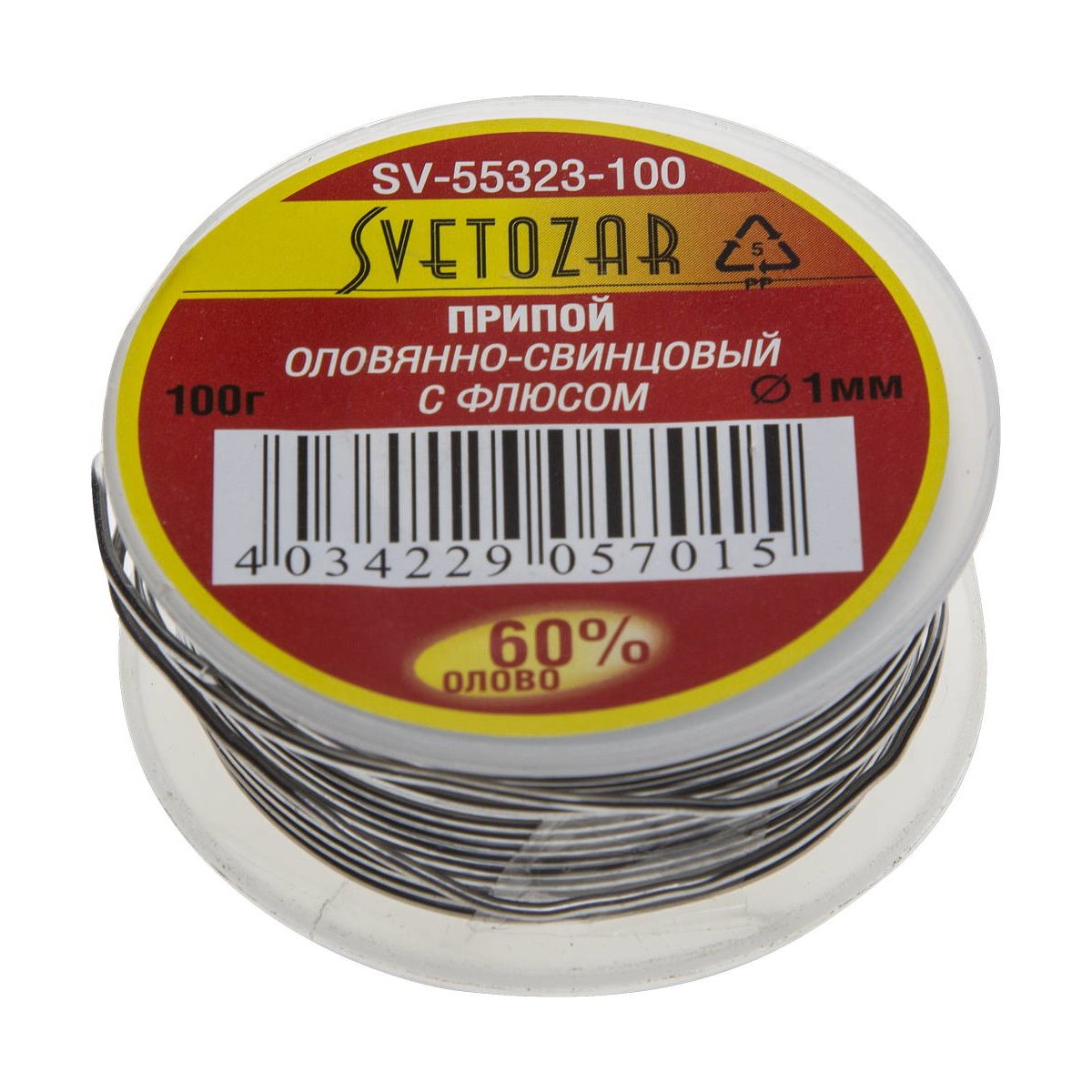 СВЕТОЗАР 100 г, 60% Sn / 40% Pb, оловянно-свинцовый припой SV-55323-100