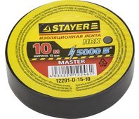 STAYER 15 мм х 10 м, напряжение до 5000 В/Гц, изоляционная лента ПВХ 12291-D-15-10