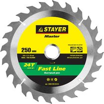 STAYER ⌀ 250 x 30 мм, 24T, диск пильный по дереву 3680-250-30-24