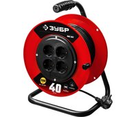 ЗУБР 40 м, 2500Вт, 4 гнезда, ПВС, удлинитель на катушке 55083-40