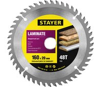 STAYER ⌀ 160 x 20 мм, 48T, пильный диск по ламинату 3684-160-20-48